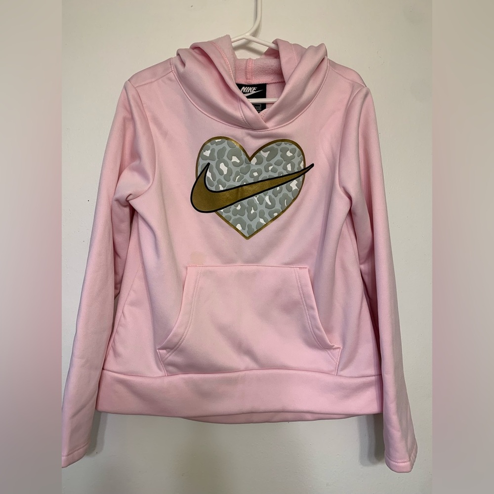 Nike Light Pink Kids Hoodie with White Swoosh Tag